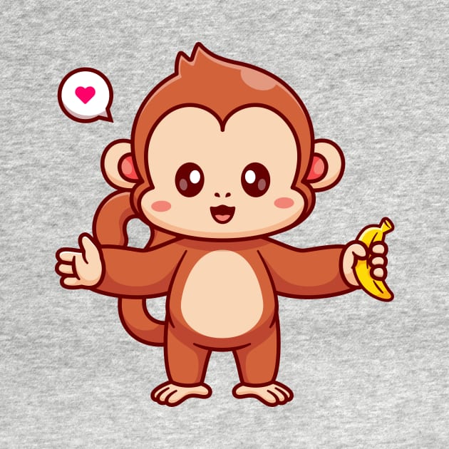 Cute Monkey Holding Banana Cartoon by Catalyst Labs